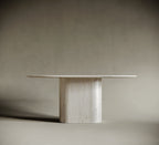 Oval Travertine Dining Table - Oval Block Leg