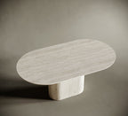 Oval Travertine Dining Table - Oval Block Leg