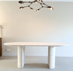 Oval Travertine Dining Table - D-Form Legs