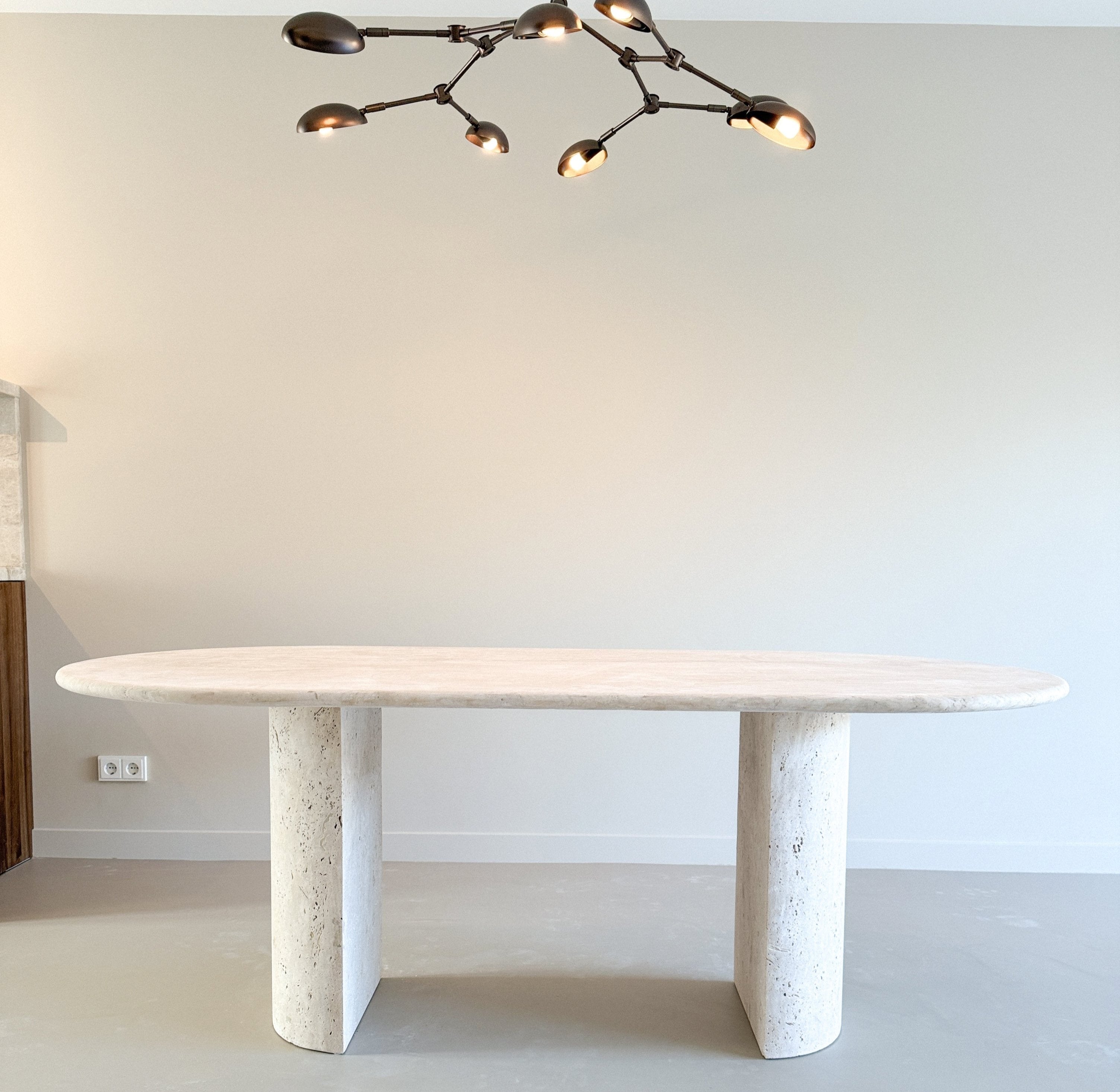 Oval Travertine Dining Table - D-Form Legs