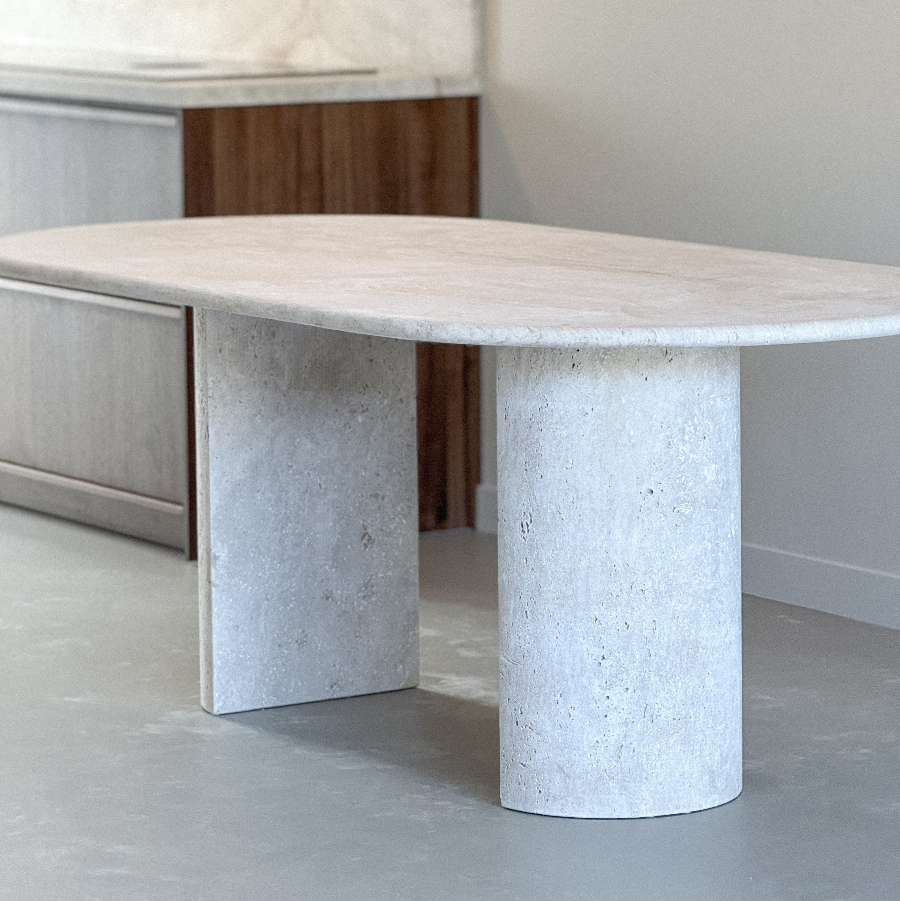Oval Travertine Dining Table - D-Form Legs