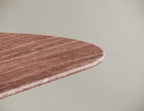 Red Travertine Oval Dining Table - Cylindrical Legs