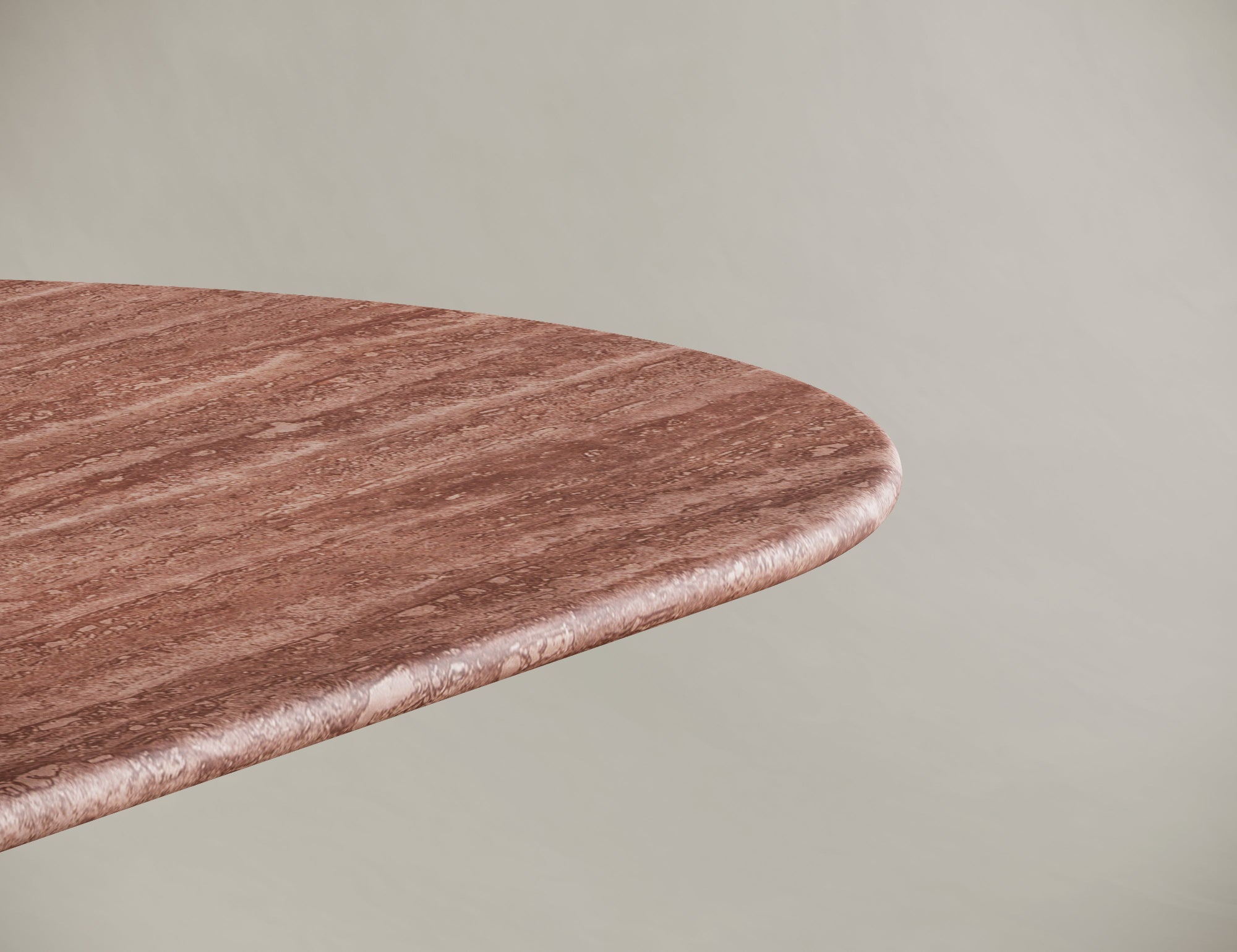Red Travertine Oval Dining Table - Cylindrical Legs