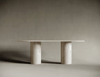 Oval Travertine Dining Table - Cylindrical Legs