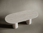 Oval Travertine Dining Table - Cylindrical Legs