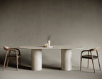 Oval Travertine Dining Table - Cylindrical Legs