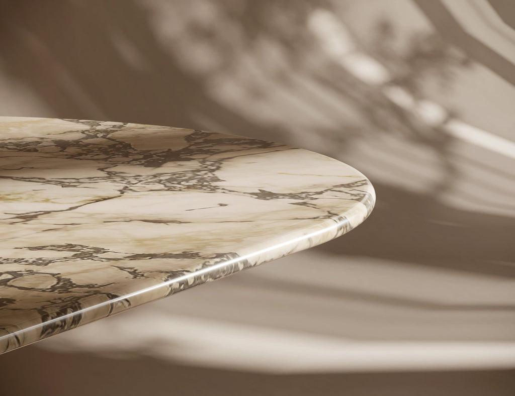 Calacatta Viola Marble Oval Dining Table - Cylindrical Leg