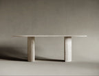 Oval Travertine Dining Table - D-Form Legs