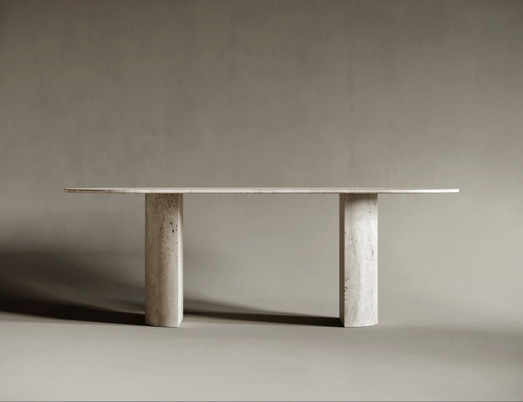 Oval Travertine Dining Table - D-Form Legs