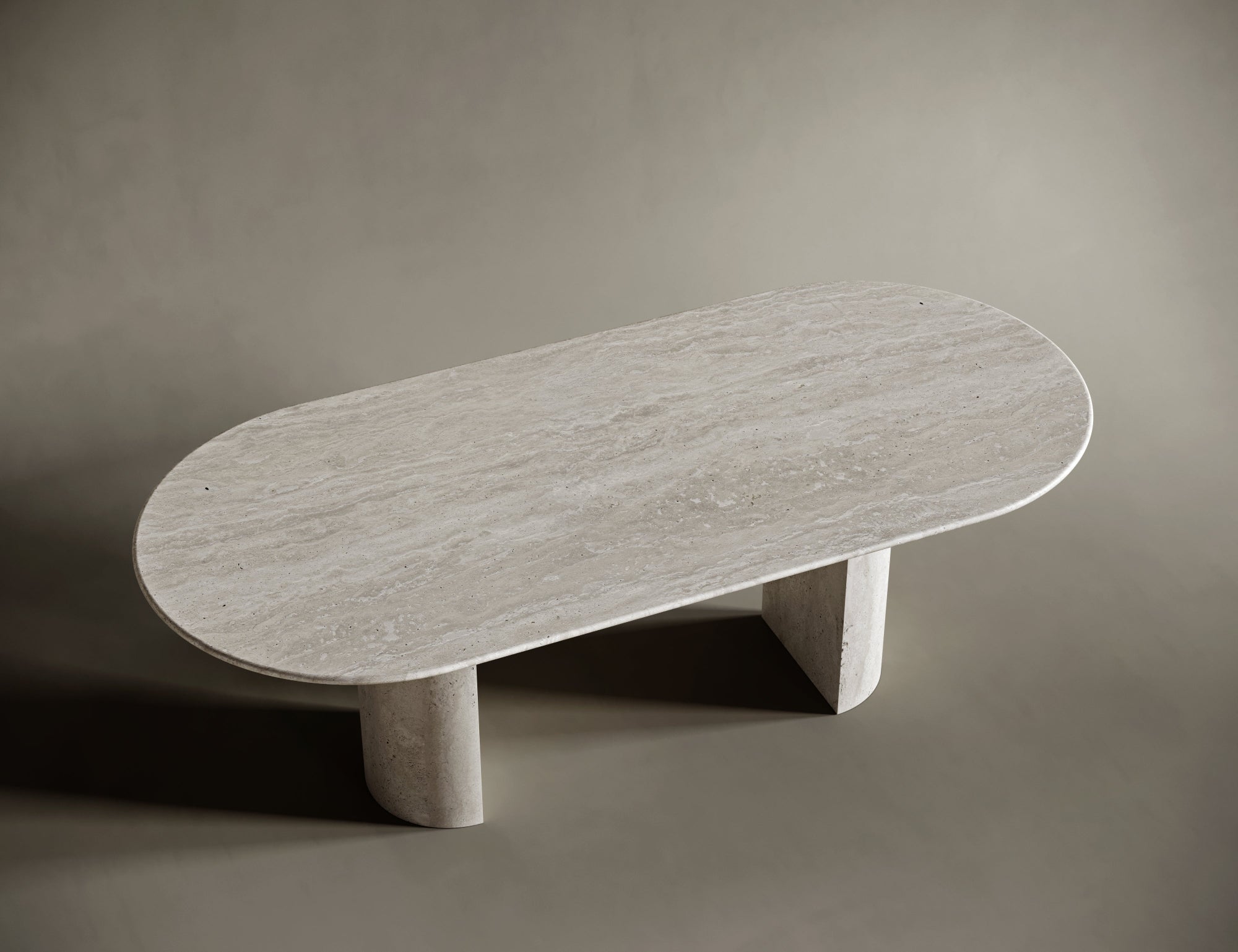 Oval Travertine Dining Table - D-Form Legs