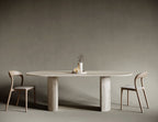 Oval Travertine Dining Table - D-Form Legs
