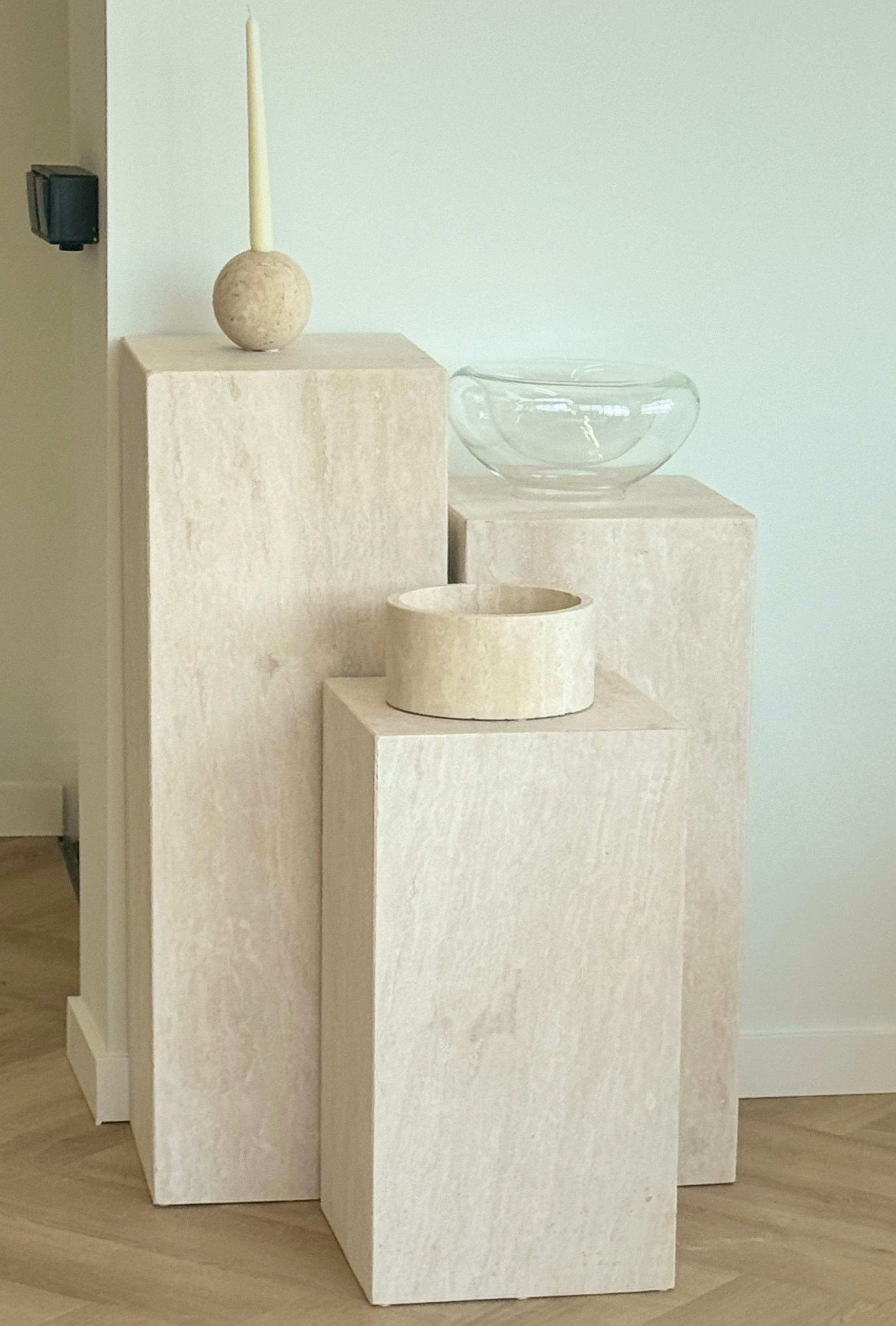 Travertine Plinth Side Table