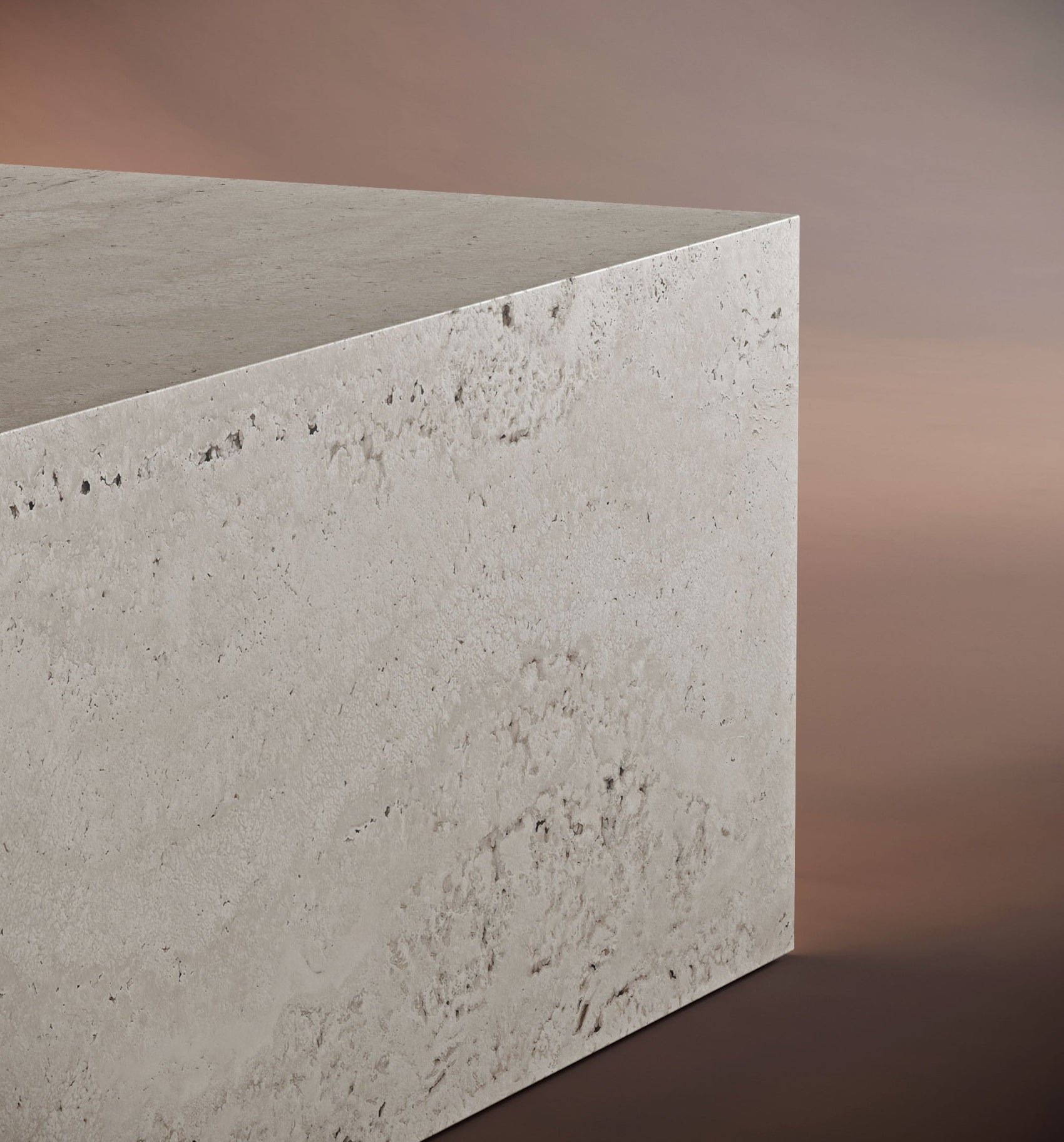 Rectangle Plinth Travertine Coffee Table