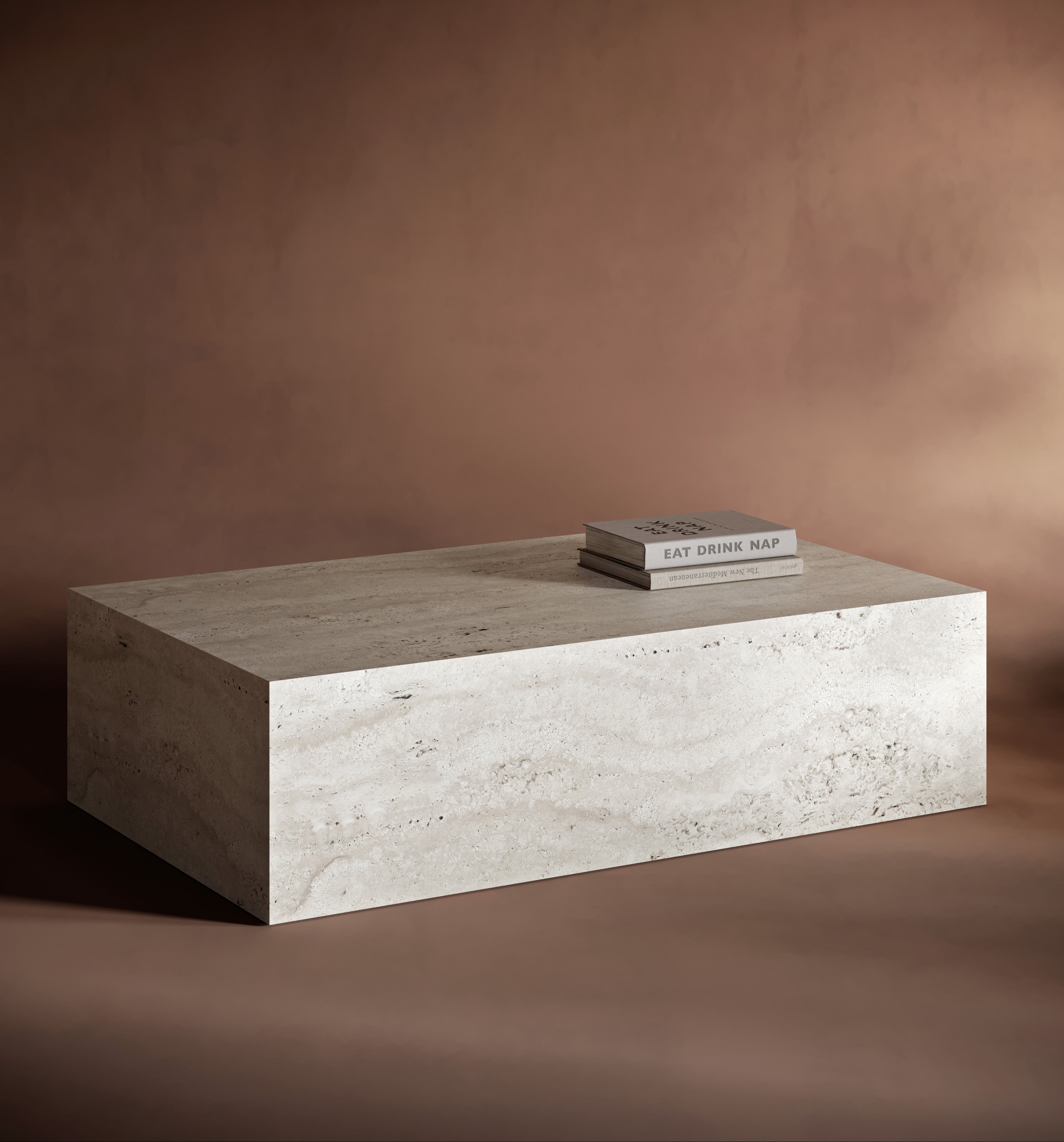 Rectangle Plinth Travertine Coffee Table