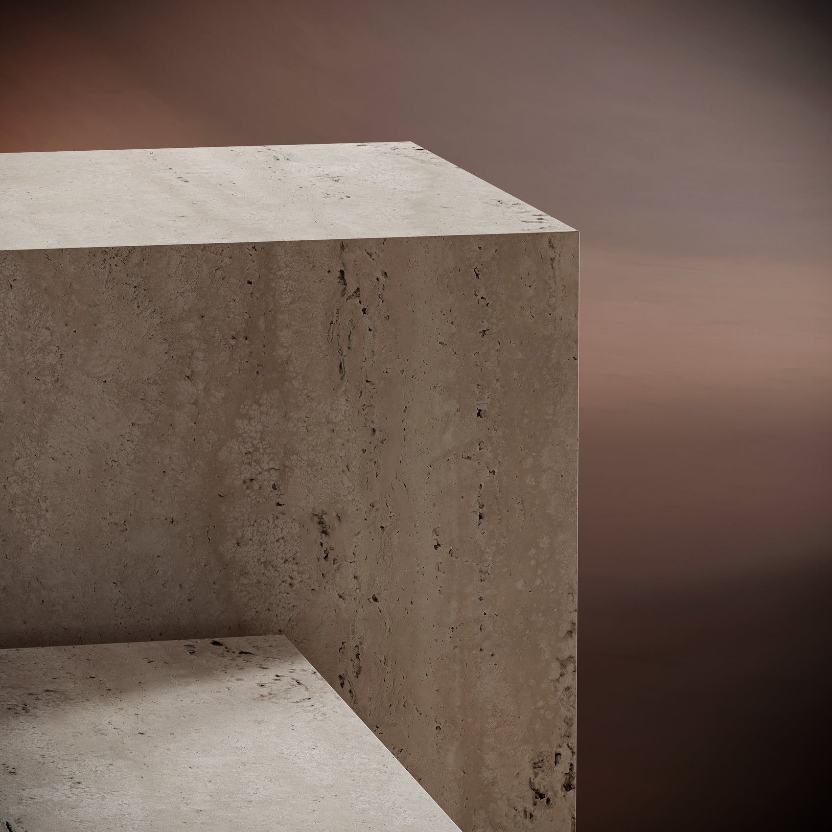 Travertine Plinth Side Table