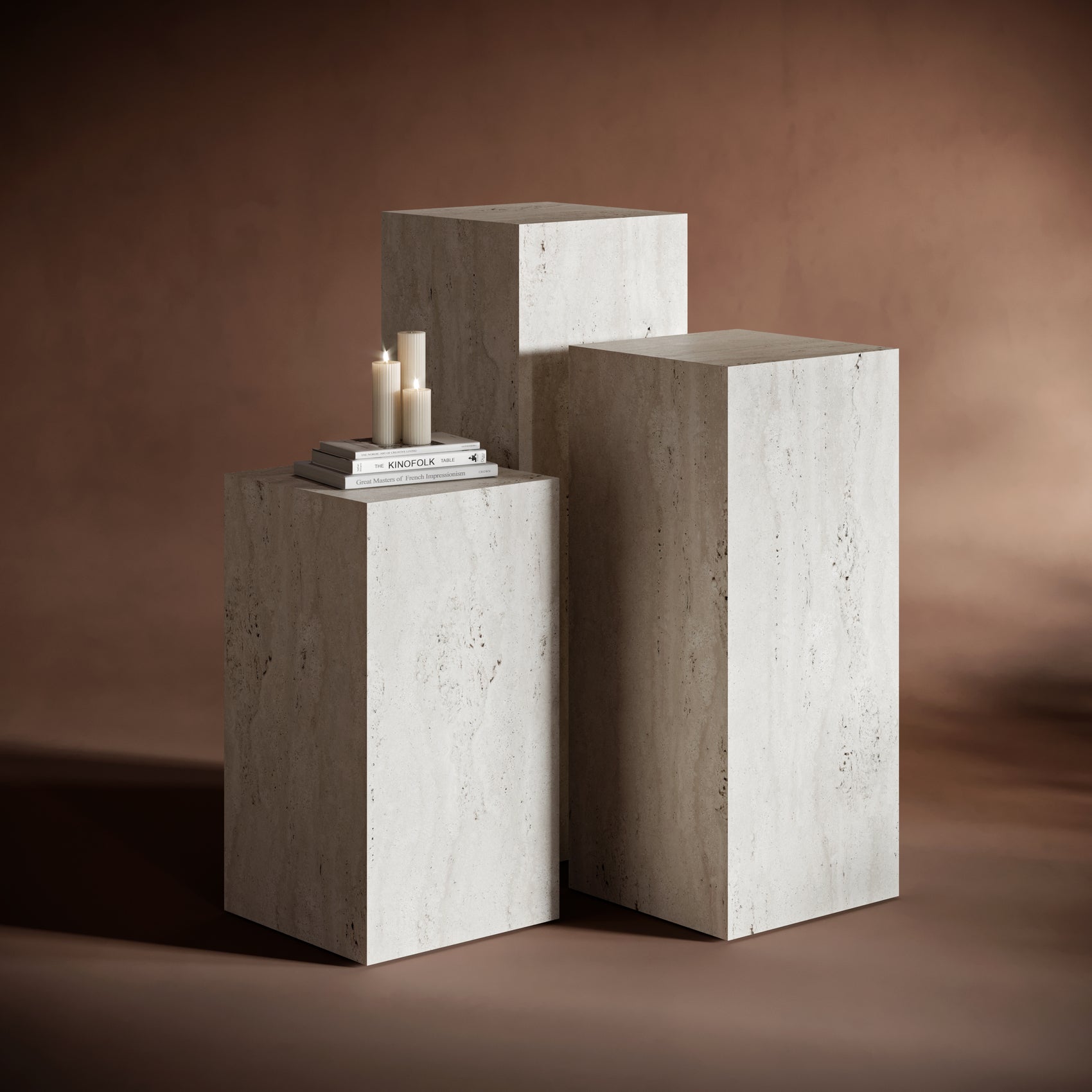Travertine Plinth Side Table