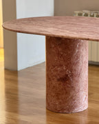 Red Travertine Oval Dining Table - Cylindrical Legs