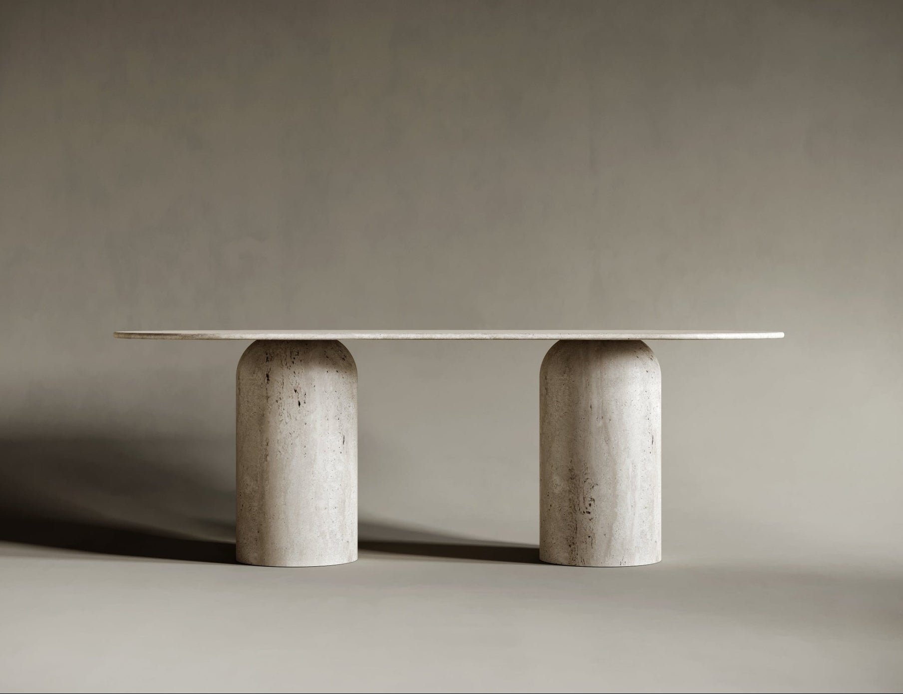 Oval Travertine Dining Table - Rounded Legs