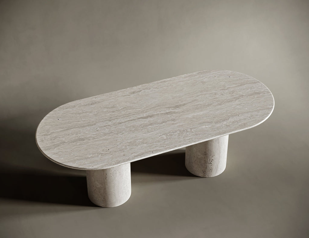 Oval Travertine Dining Table - Rounded Legs