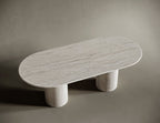 Oval Travertine Dining Table - Rounded Legs