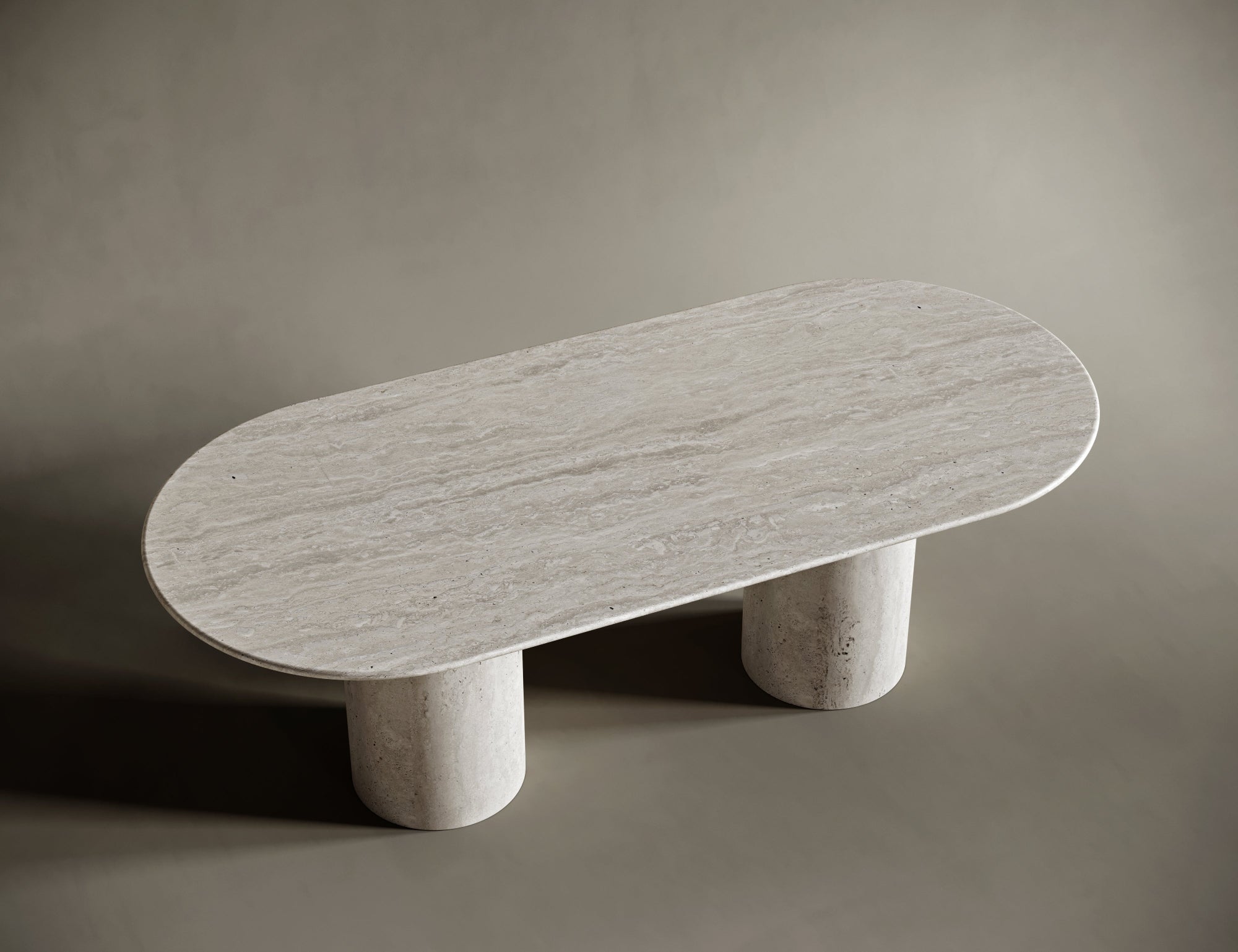 Oval Travertine Dining Table - Rounded Legs