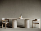 Oval Travertine Dining Table - Rounded Legs